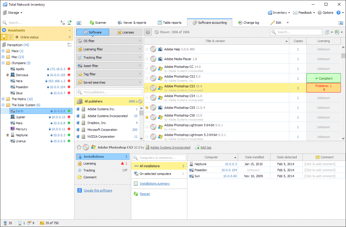 Total network inventory 3